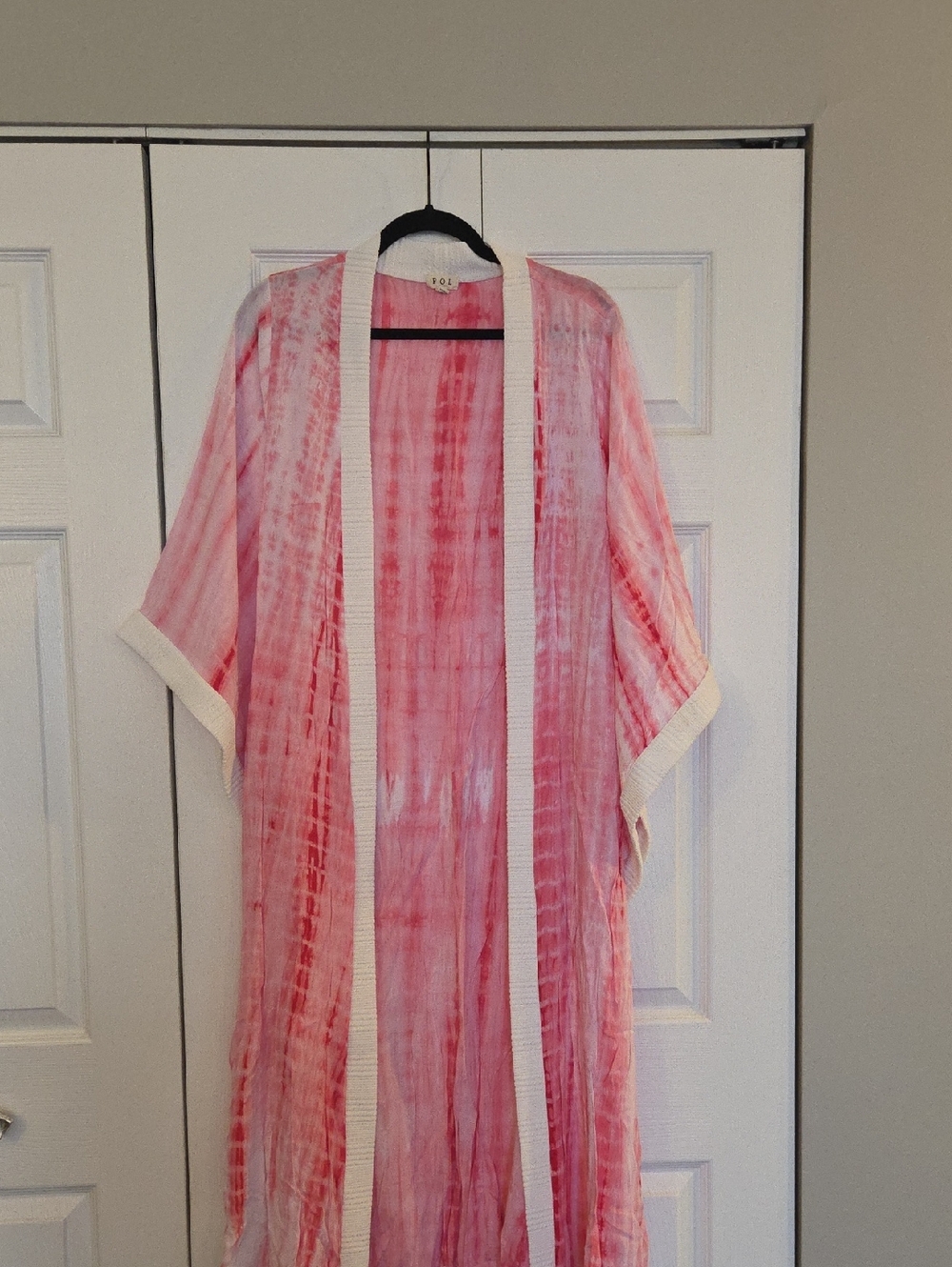 POL Pink Tie-Dye Top with Cream Trim